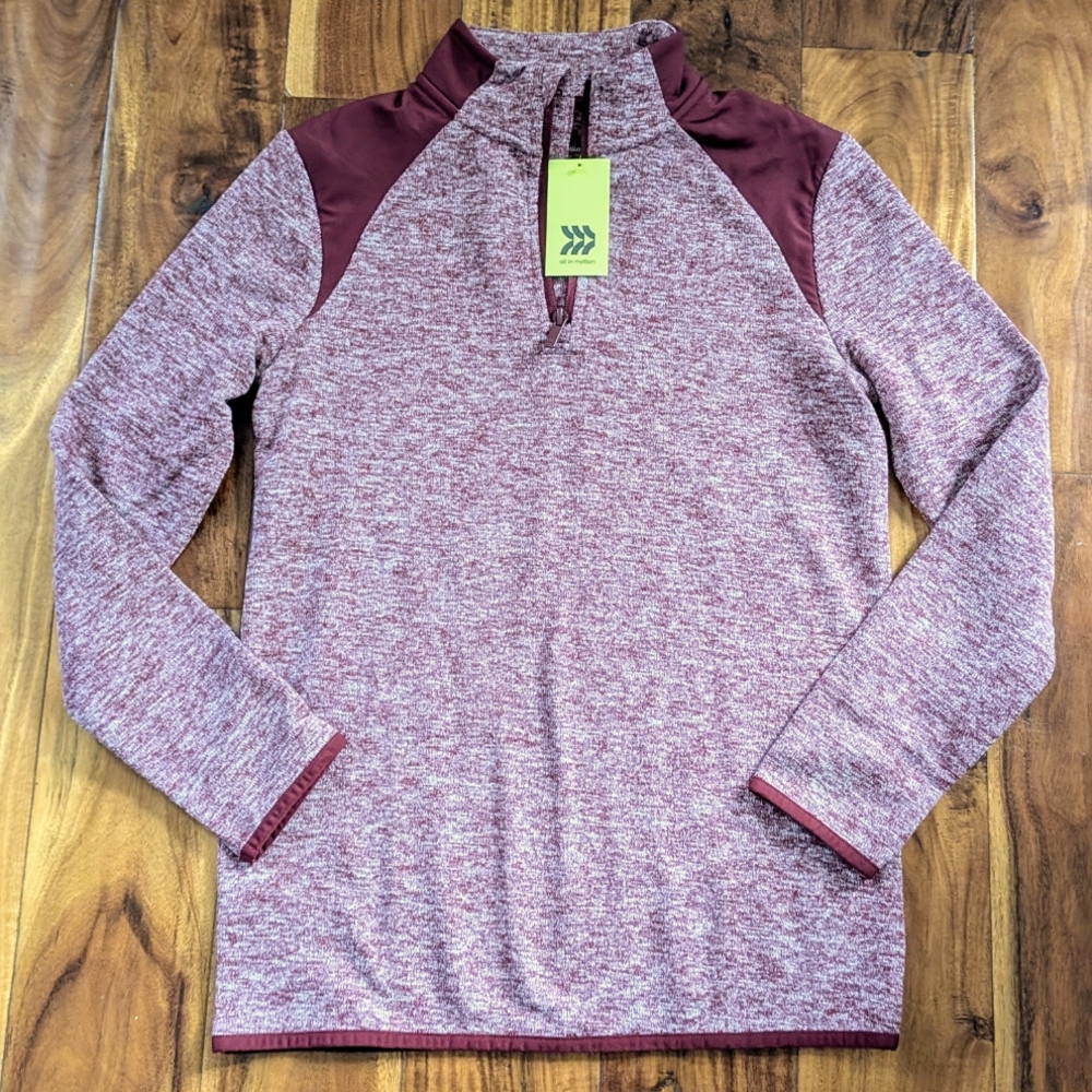 NWT All in Motion Heathered Red Fleece Sweater